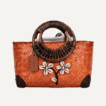 Shell embroidered bamboo tote front view