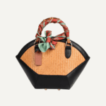 Bamboo briefcase leather straps front view