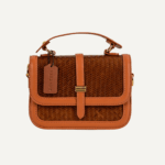 Bamboo leather evening bag front view