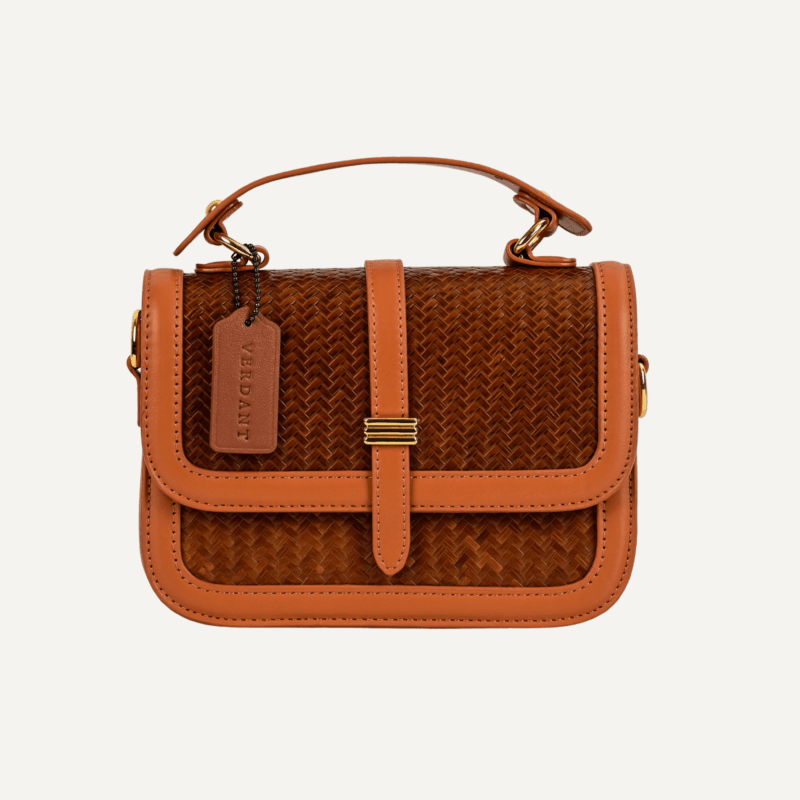 Bamboo leather evening bag front view