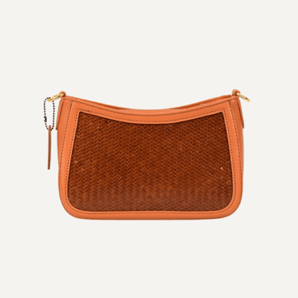 Bamboo underarm bag leather trim front view