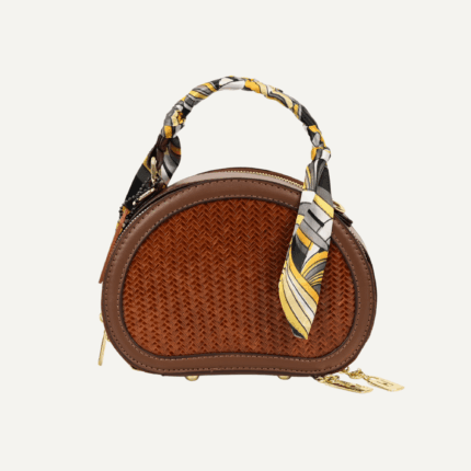 Bamboo crescent bag silk handle front view