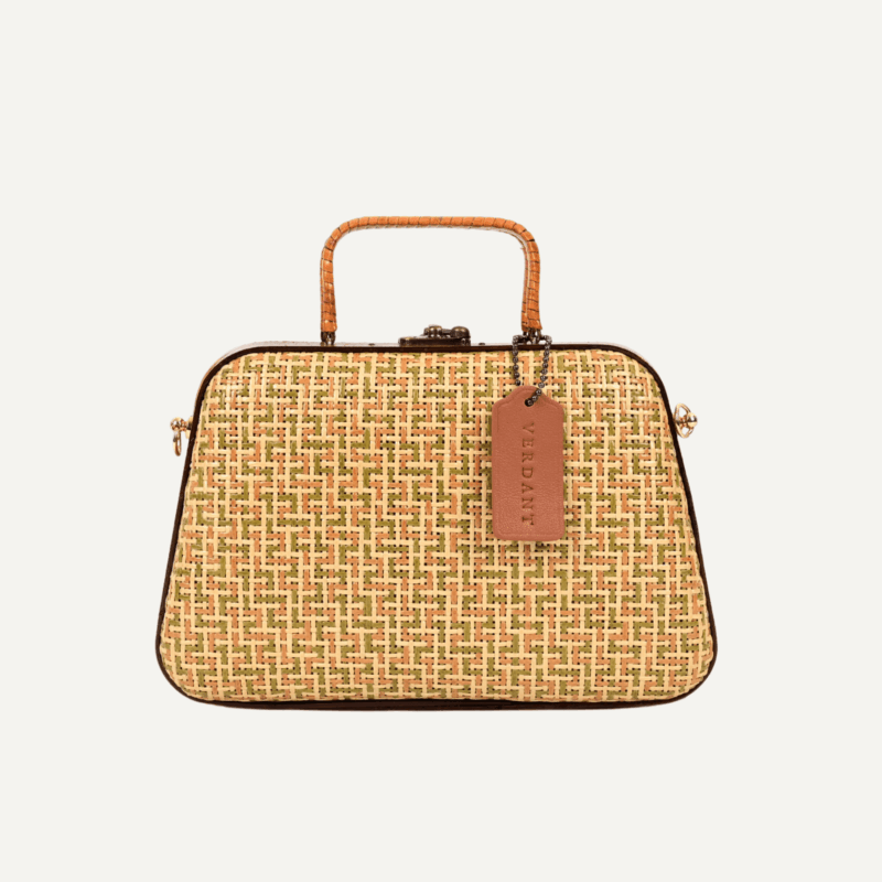 Bamboo lattice bag lock closure front view