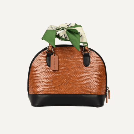 Bamboo shoulder bag leather trim front view