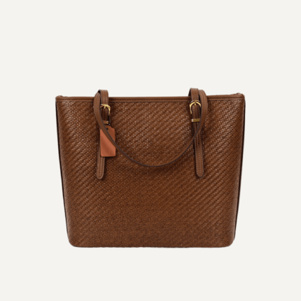 Rattan tote bag structured design front view