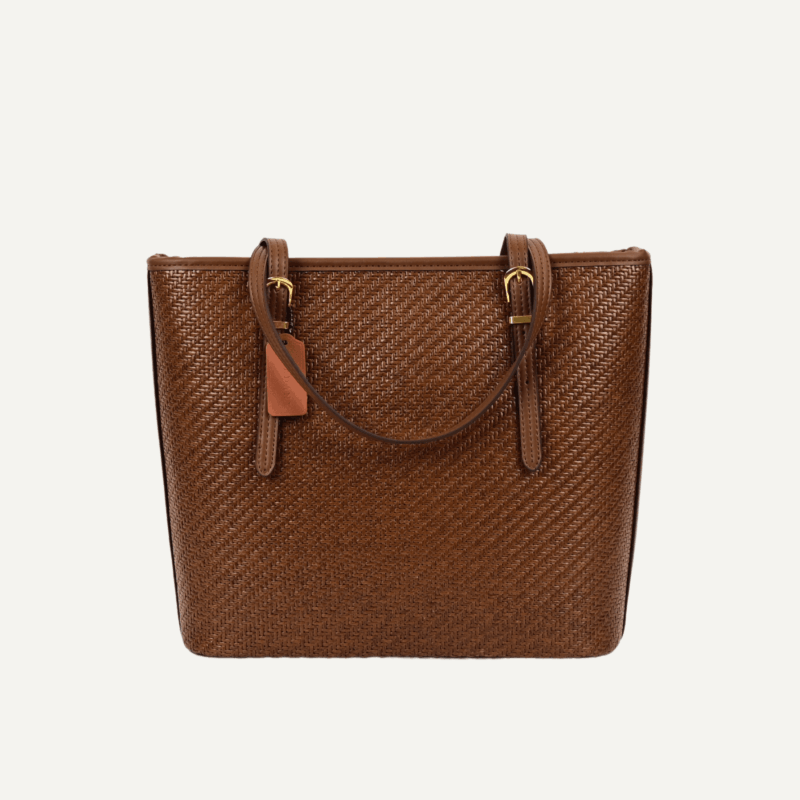 Rattan tote bag structured design front view