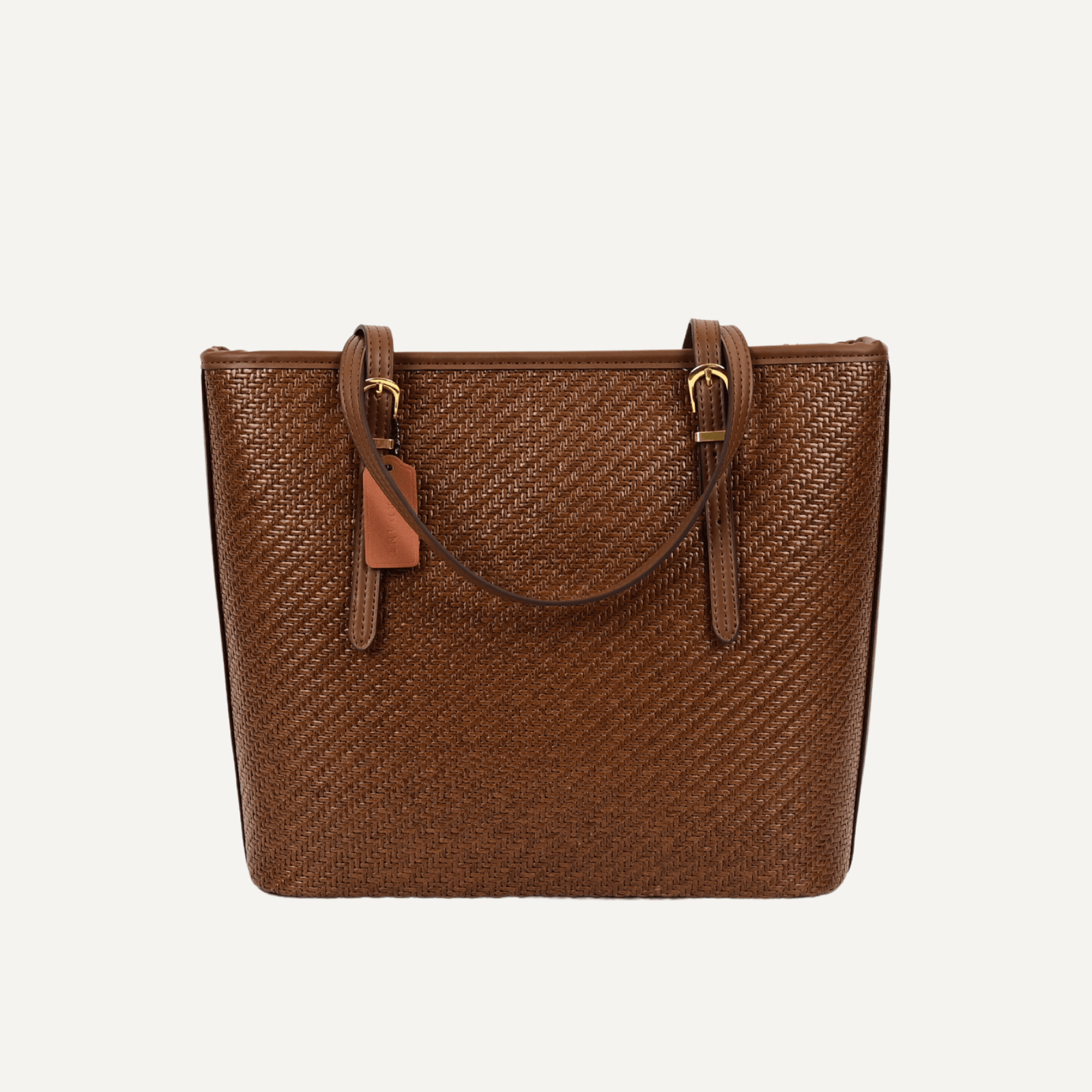 1 Rattan tote bag structured design front view