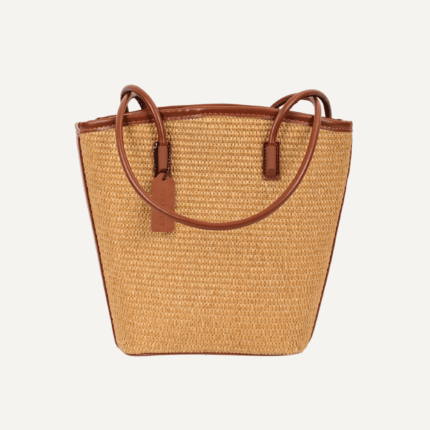 Straw leather slim crossbody front view