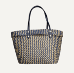 Seagrass wave tote blue brown pattern front view