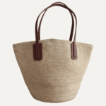 Raffia leather structured tote front view