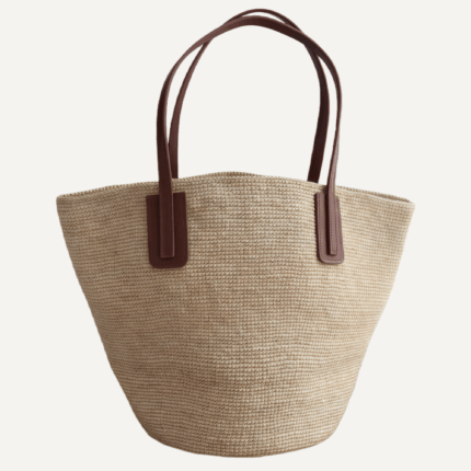 Raffia leather structured tote front view