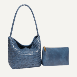 woven leather bucket bag for work
