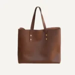 Brown genuine leather DIY tote bag kit finished bag