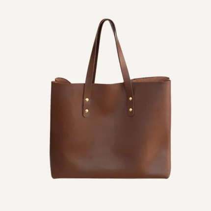 Brown genuine leather DIY tote bag kit finished bag